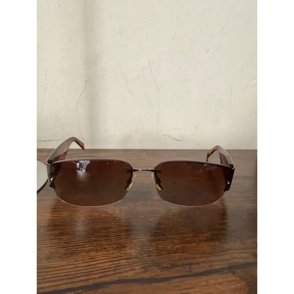 Chanel Vintage Y2K 4117-B Crystal CC Tortoise Rimless Sunglasses